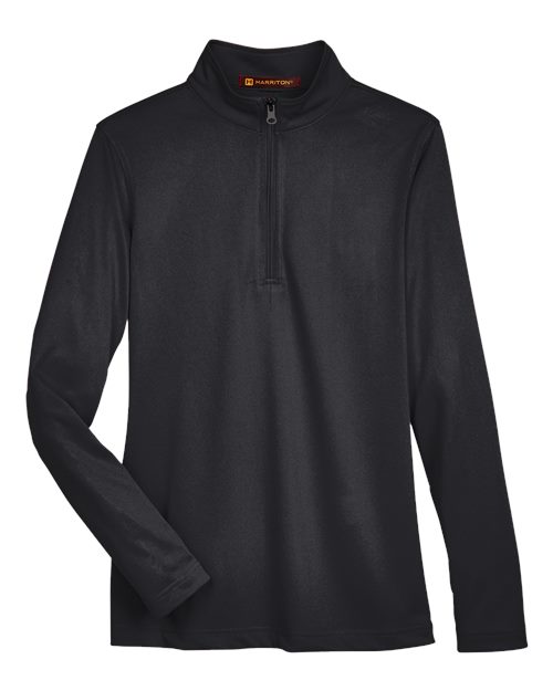 Harriton M748W Women's Advantage Snag Protection Plus Quarter-Zip Pullover - Black