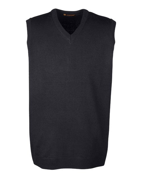 Harriton M415 Men's Pilbloc™ V-Neck Sweater Vest - Black
