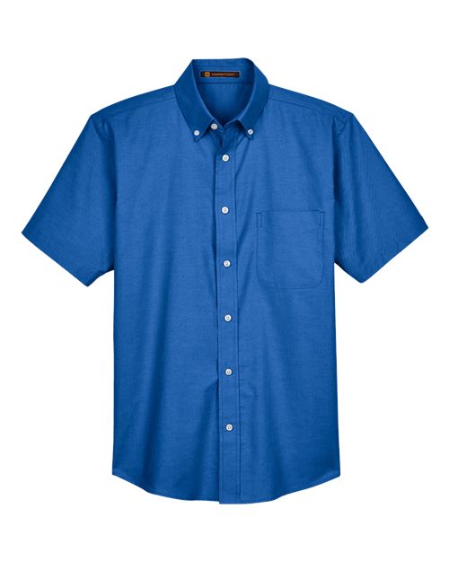 Harriton M600S Men's Oxford Short Sleeve with Stain-Release - French Blue