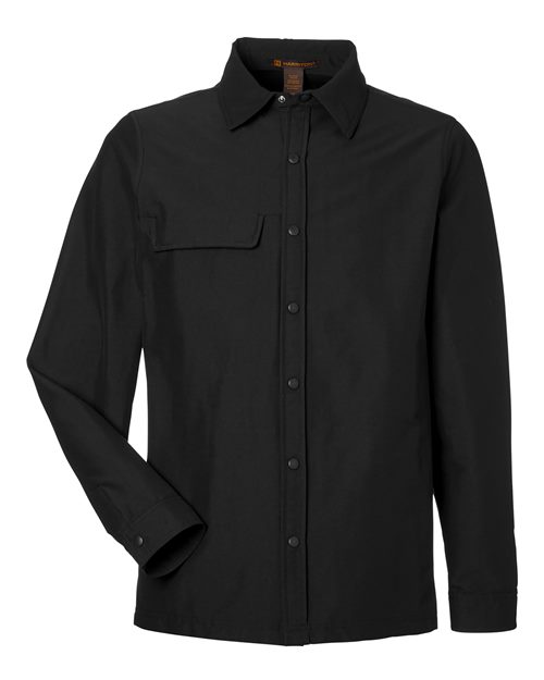 Harriton M72 Unisex Flex Twill Overshirt Jacket - Black