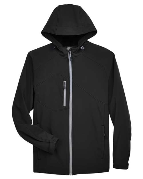 North End 88166 Men's Prospect Two-Layer Fleece Bonded Soft Shell Hooded Jacket - Black