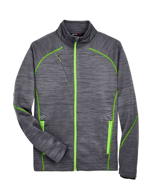 North End 88697 Men's Flux Mélange Bonded Fleece Jacket - Carbon/ Acid Green
