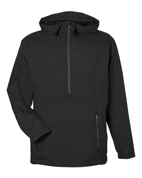 North End NE810 Men's Aura Lightweight Packable Anorak - Black/ Carbon