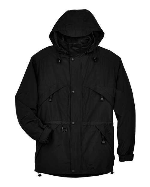 North End 88007 Men's 3-in-1 Parka with Dobby Trim - Black