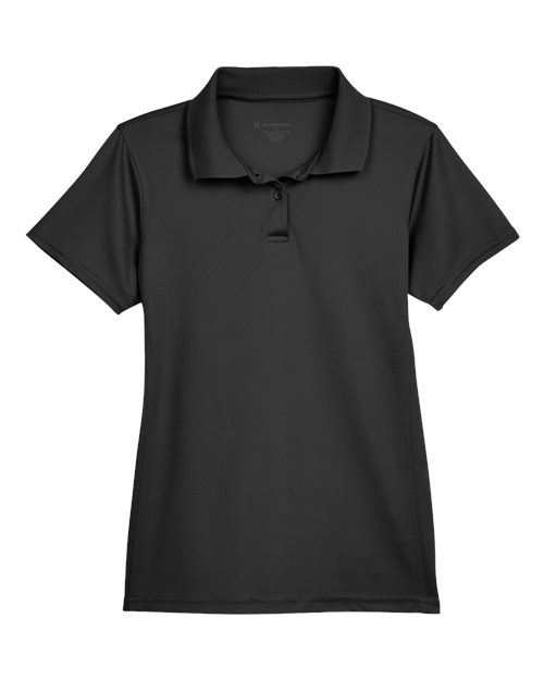 Harriton M315W Women's Polyester Jersey Polo - Black