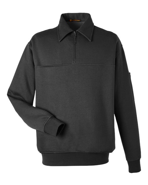 Harriton M712 Unisex ClimaBloc™ Heavyweight Tactical Quarter-Zip Pullover - Black