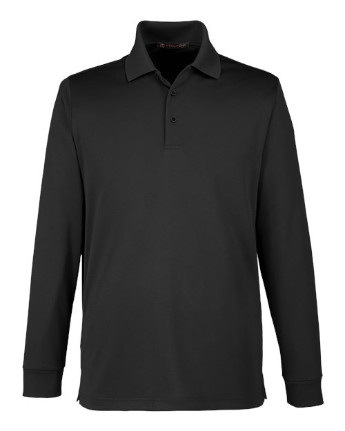 Harriton M348LT Men's Tall Advantage Long Sleeve Snag Protection Plus IL Polo - Black