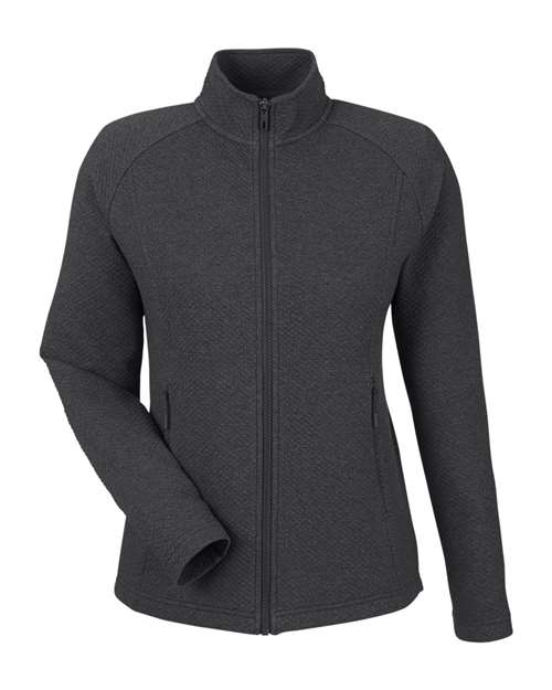 North End NE727W Women's Spirit Textured Full-Zip - Black Heather