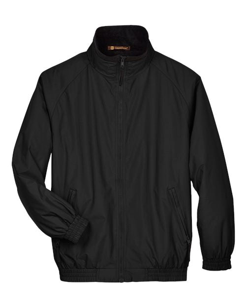 Harriton M740 Unisex Fleece Lined Nylon Jacket - Black/ Black