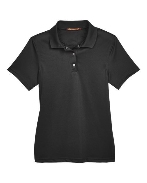 Harriton M345W Women's Advantage Snag Protection Plus IL Snap Placket Polo - Black