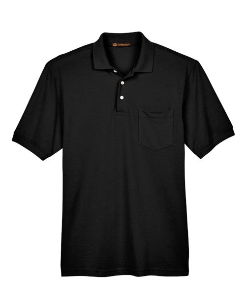 Harriton M265P Men's Easy Blend™ Polo with Pocket - Black