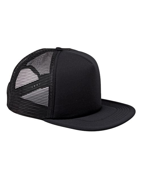 Big Accessories BX030 Foam Front Trucker Cap - Black/ Black