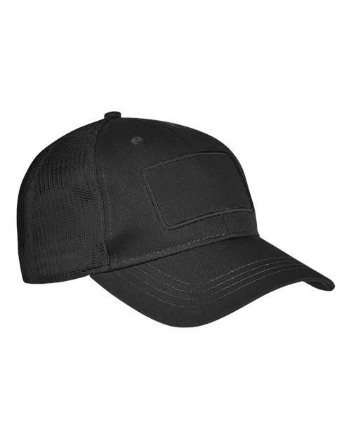 Big Accessories BA656T Patch Trucker Cap - Black/ Black/ Black