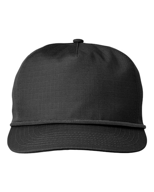 Big Accessories BA699 Lariat Ripstop Cap - Black/ Black Rope