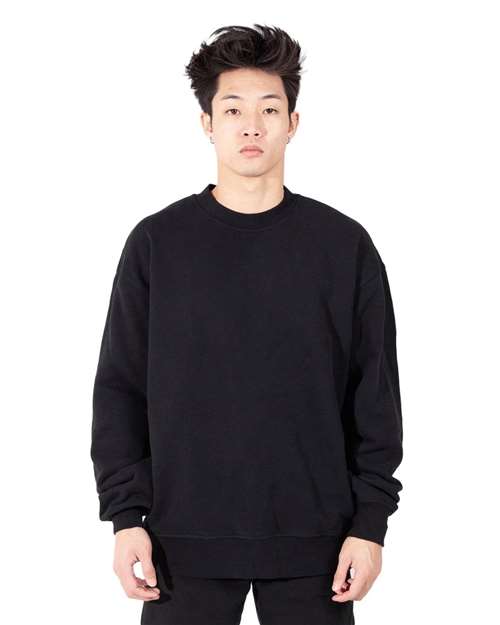 Shaka Wear SHGFC Unisex Los Angeles Garment-Dyed Crewneck Sweatshirt - Black