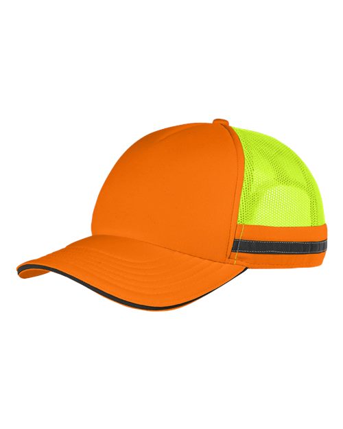 Big Accessories BA661 Safety Trucker Cap - Neon Orange/ Neon Yellow