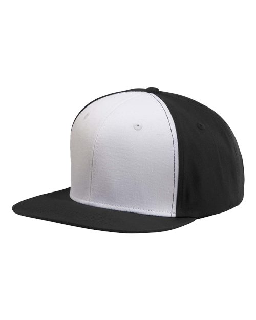 Big Accessories BA516 Flat Bill Cap - Black/ White