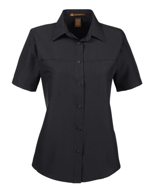 Harriton M580W Women's Key West Short Sleeve Performance Staff Shirt - Black