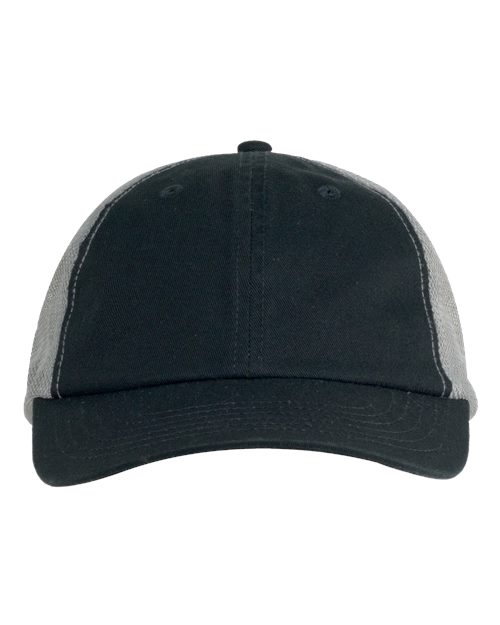 Big Accessories BA601 Washed Trucker Cap - Black/ Grey