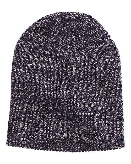Big Accessories BA524 Ribbed Marled Beanie - Black/ Grey