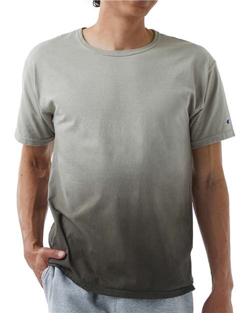Champion CD100D Unisex Classic Jersey Dip Dye T-Shirt - Army Ombre