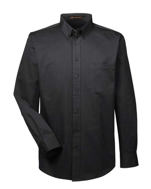 Harriton M581 Men's Foundation Cotton Twill Dress Shirt with Teflon - Black