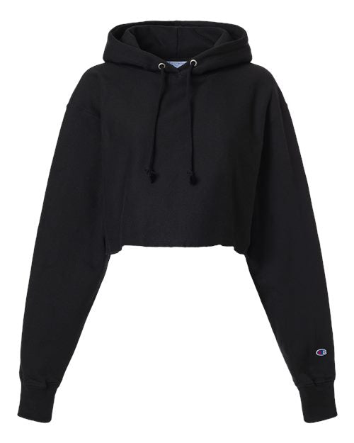 Champion RW01W Women's Reverse Weave® Hooded Cropped Sweatshirt - Black