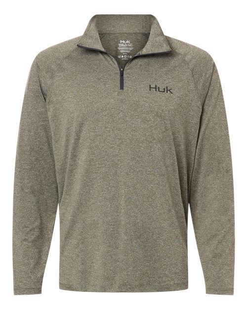 HUK H1200715 Men's Airweight Heather Quarter-Zip Pullover - Heather Moss