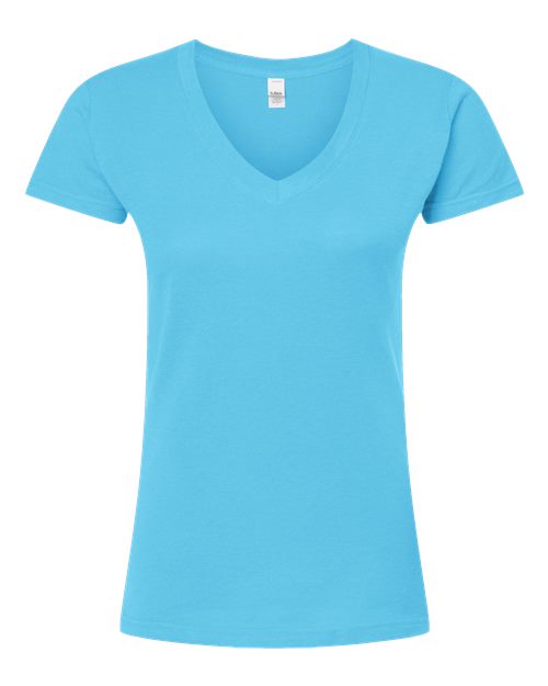 Tultex 214 Women's Fine Jersey V-Neck T-Shirt - Aqua