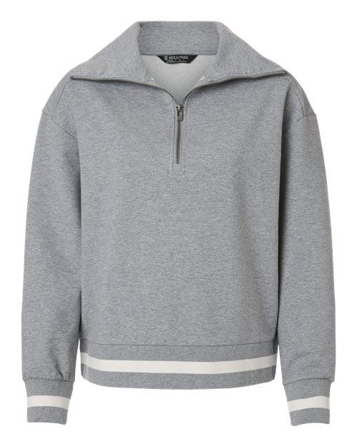 Holloway 223782 Women's Heritage Prep Quarter-Zip Pullover - Athletic Heather/ Vanilla