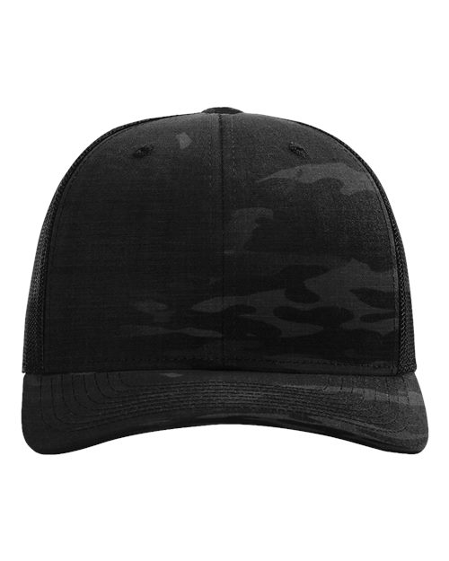Richardson 112PT Printed Tactical Trucker Cap - Mulitcam Black