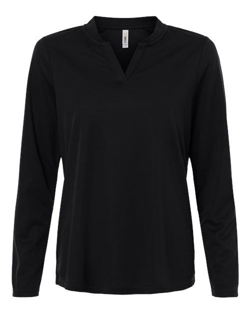 CORE365 CE108LW Women's Nova Performance Long Sleeve Pique Polo - Black