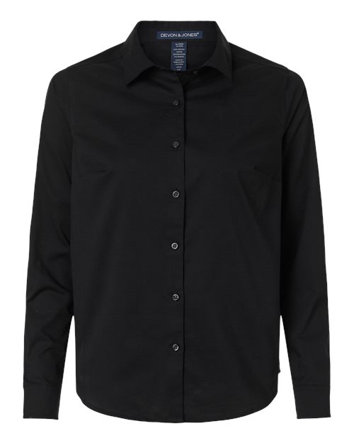 Devon & Jones DG505W Women's CrownLux Performance® Spencer Poplin Dress Shirt - Black