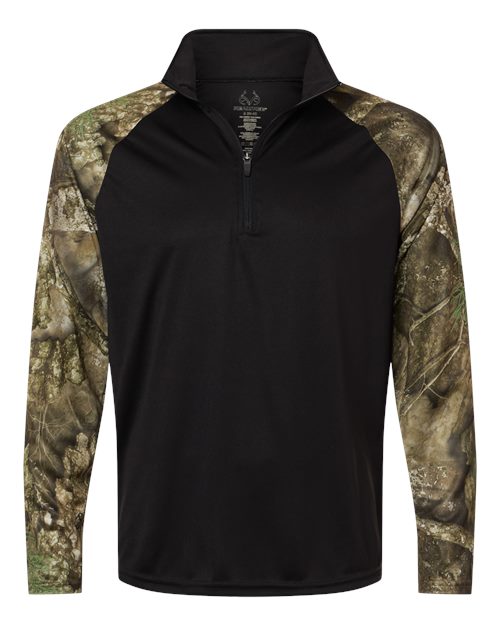 RealTree RT5703 Unisex Realtree® Performance Colorblocked Quarter-Zip Pullover