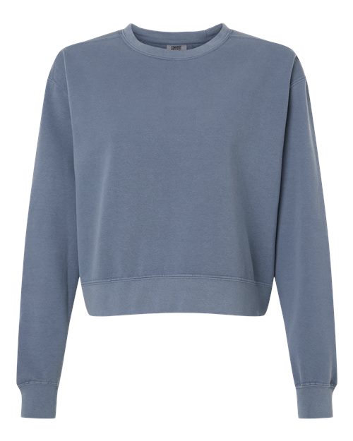 Comfort Colors 1566L Women's Garment-Dyed Mid-Length Crewneck Sweatshirt - Blue Jean