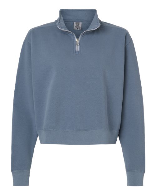 Comfort Colors 1580L Women's Garment-Dyed Mid-Length Quarter-Zip Sweatshirt - Blue Jean