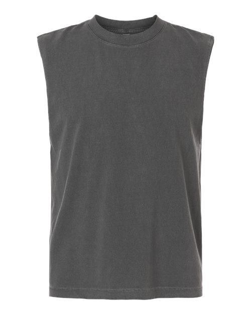 American Apparel 207GD Unisex Heavyweight Cotton Garment-Dyed Boxy Muscle Tee - Faded Black