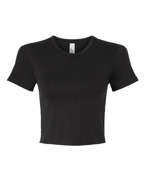 American Apparel BR210 Women's Baby Rib Fitted Cropped Tee - Black