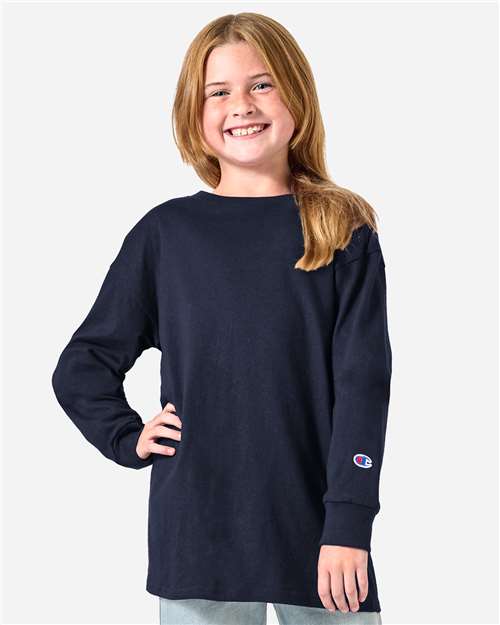 Champion CH1751 Youth Long Sleeve T-Shirt - Navy