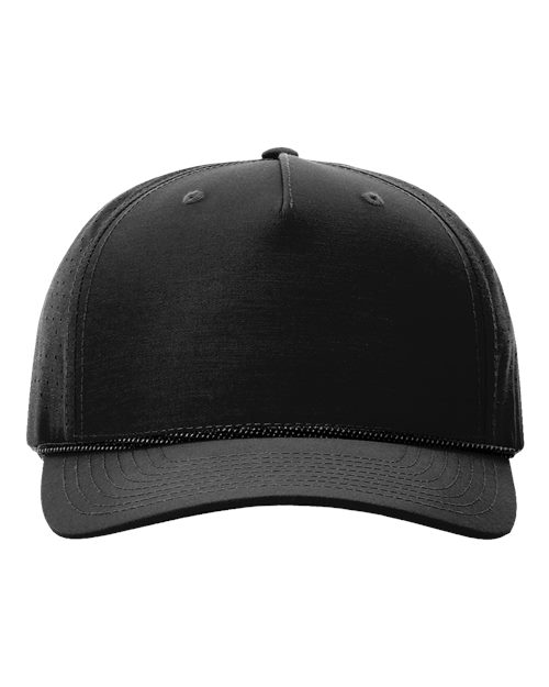 Richardson 355 Laser Perf Performance Rope Cap - Black/ Black-Grey