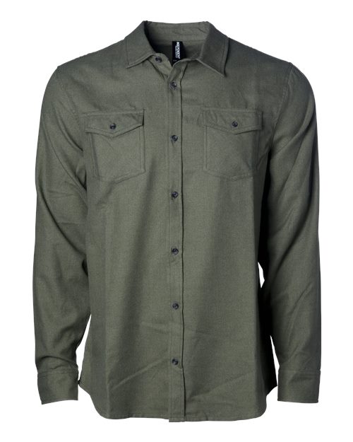 Independent Trading Co. EXP50F Unisex Flannel Shirt - Army Heather