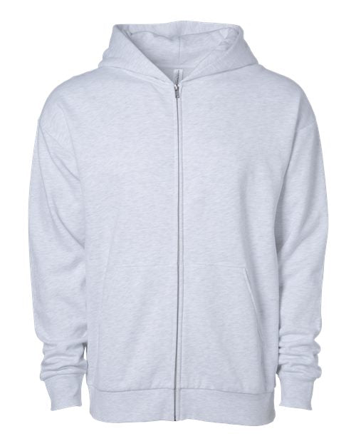 Independent Trading Co. IND280ZIP Unisex Avenue Midweight Full-Zip Hooded Sweatshirt - Ash Heather