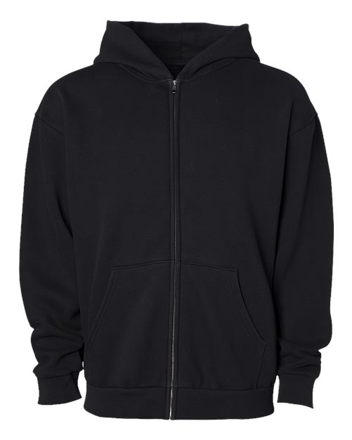 Independent Trading Co. IND420ZIP Unisex Mainstreet Heavyweight Full-Zip Hooded Sweatshirt - Black