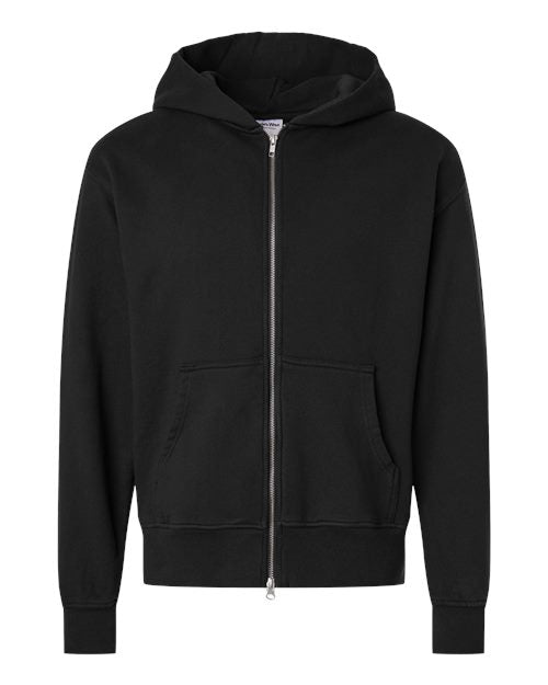 Shaka Wear SHGMZ Unisex Max Heavy Garment-Dyed Full-Zip Hoodie Sweatshirt - Black