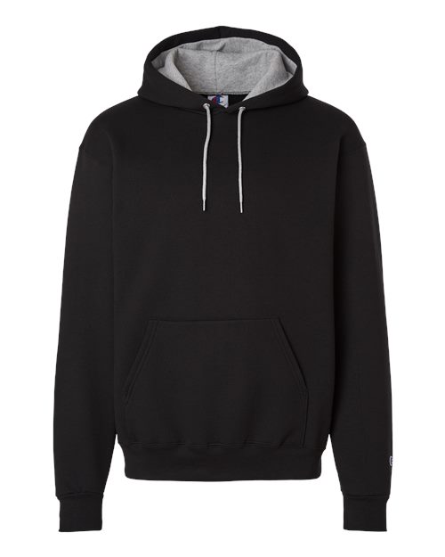 Champion S7CB0 Unisex Powerblend® Contrast Color Hooded Sweatshirt - Black/ Light Steel
