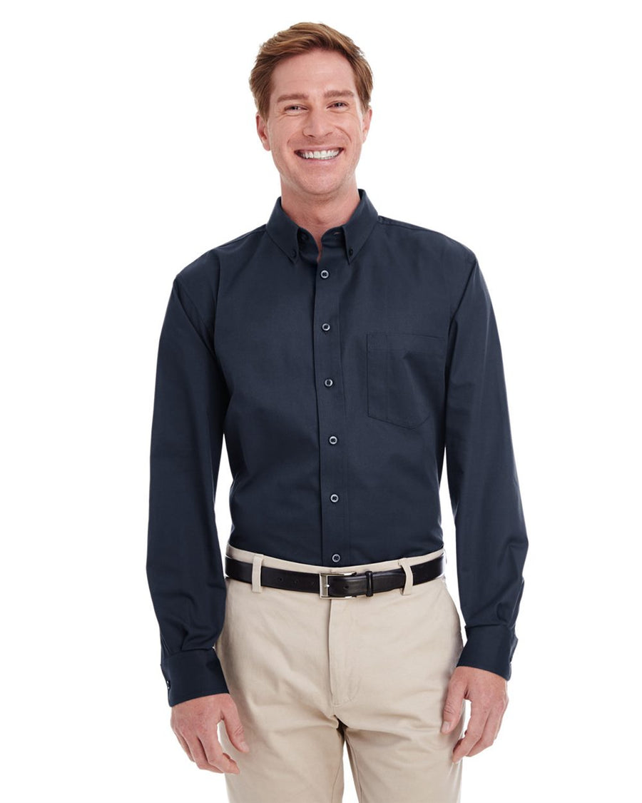 Harriton M581T Men's Tall Foundation Cotton Twill Shirt with Teflon