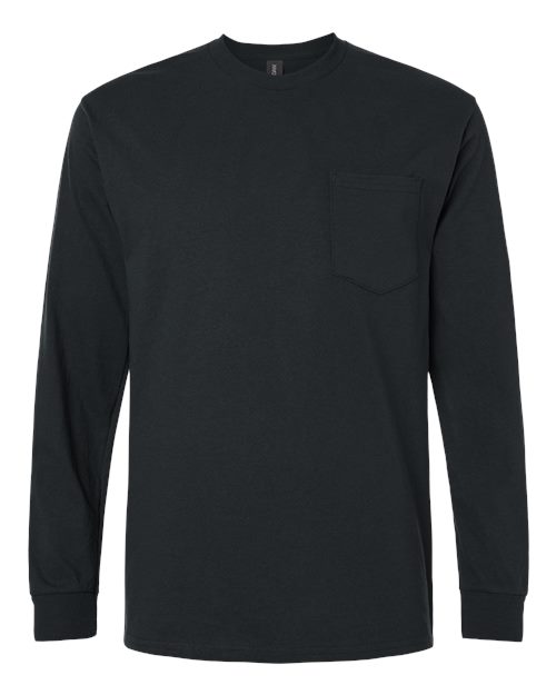 Gildan 2410 Unisex Ultra Cotton® Long Sleeve Pocket T-Shirt - Black