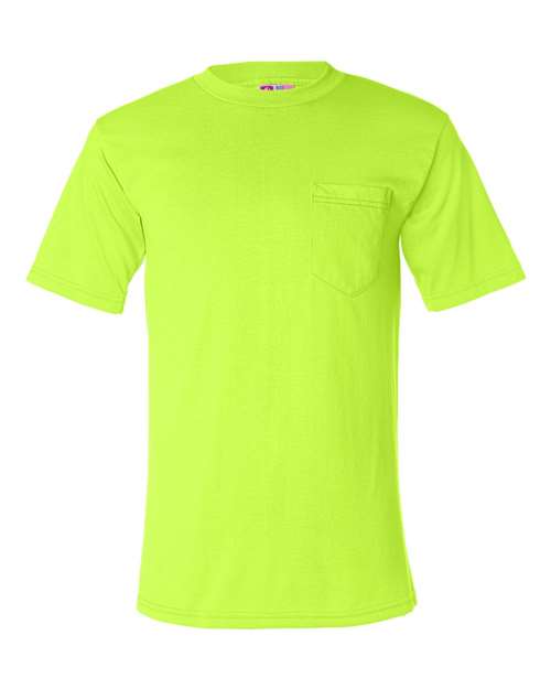 Bayside 1725 Unisex USA-Made 50/50 Pocket T-Shirt - Safety Green