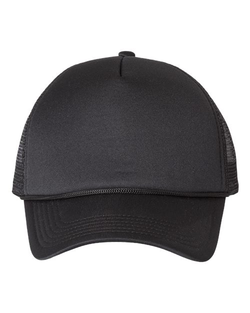 Valucap VC700 Foam Mesh-Back Trucker Cap - Black/ Black