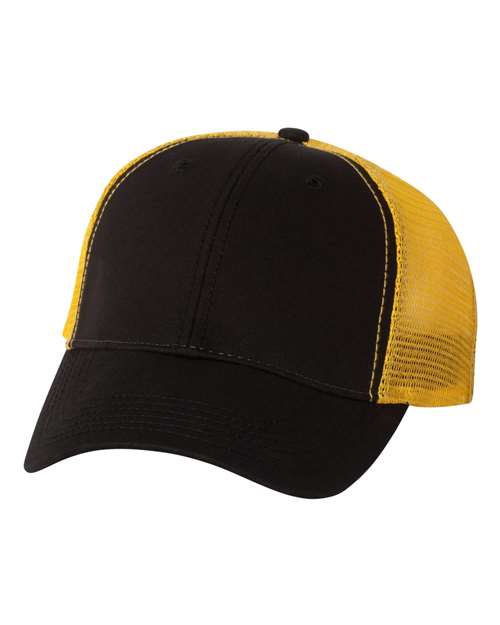 Valucap AH80 Bio-Washed Trucker Cap - Black/ Gold